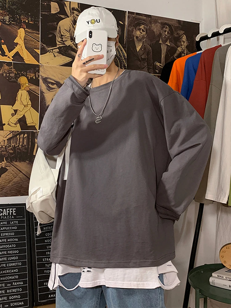 T-shirt à manches longues pour femme, basique et surdimensionné, décontracté et col rond, collection automne 2026