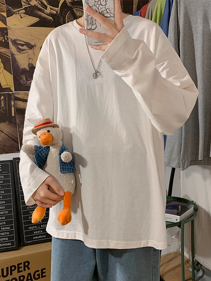 T-shirt à manches longues pour femme, basique et surdimensionné, décontracté et col rond, collection automne 2026