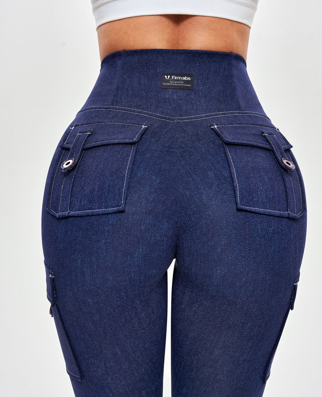 Body Sculpt High Waisted Cargo Leggings - Denim Blue